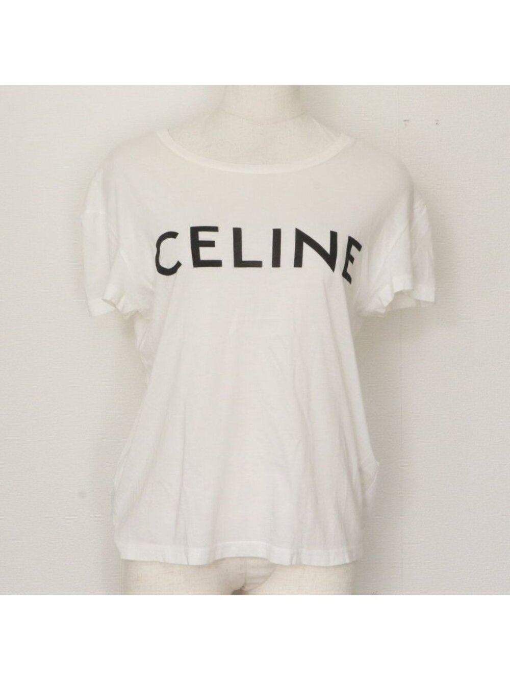 Celine Tagged Logo Print Short Sleeve T-Shirt S